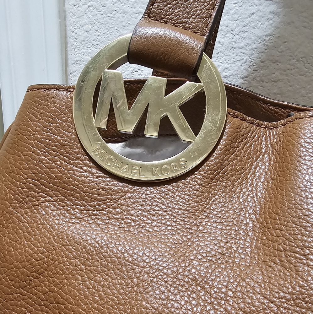 Michael Kors Large Caramel Brown Fulton East West Tote EUC 2 Callouts see pics - Picture 4 of 16